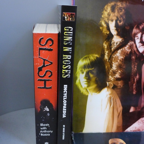 770 - A collection of books on music artists including Guns n Roses, Genesis, Led Zeppelin and a Pink Floy... 