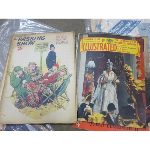 774 - A quantity of vintage periodicals; Illustrated 1950s, The Passing Show 1937, Everbody's 1950s and ot... 