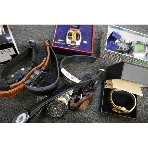 779 - A box of mixed fashion wristwatches and a lady's cameo jewellery set