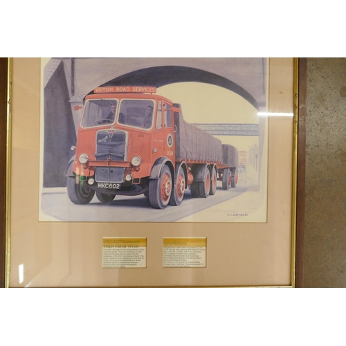 795 - Five prints of vintage vans and lorries, by P.J. Davies, 1986 **PLEASE NOTE THIS LOT IS NOT ELIGIBLE... 