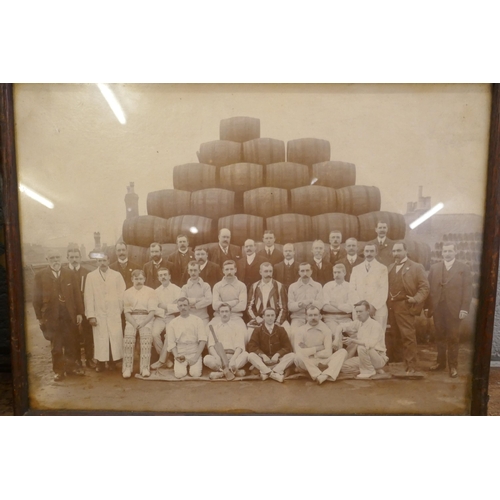 798 - Two framed Edwardian sepia team photographs, Cricket Club and a Staveley & District United Air Rifle... 