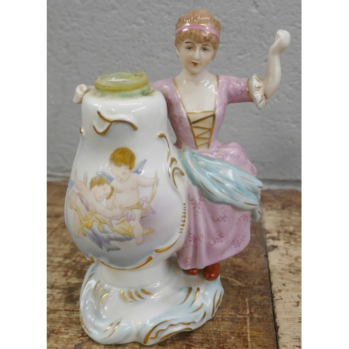 815 - Four German porcelain figural candle holders