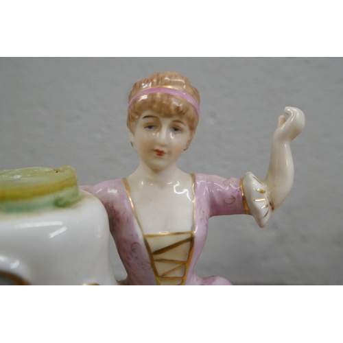 815 - Four German porcelain figural candle holders