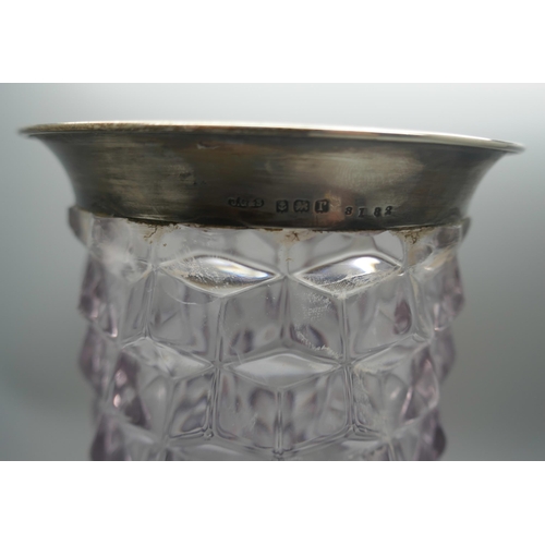 841 - A silver rimmed glass vase