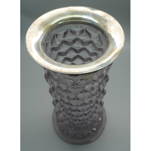 841 - A silver rimmed glass vase