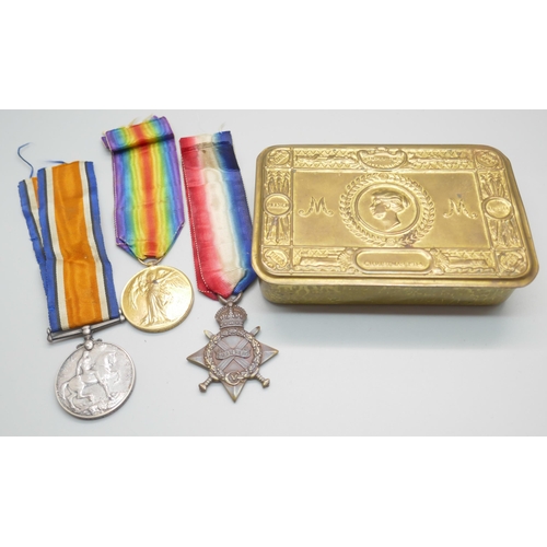 847 - A group of WWI medals to 19200 Gnr. F. Tyson, R.A. and a 1914 Christmas 1914