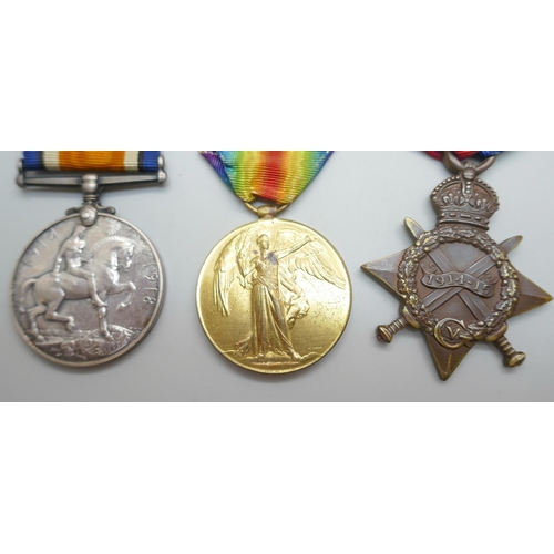 847 - A group of WWI medals to 19200 Gnr. F. Tyson, R.A. and a 1914 Christmas 1914