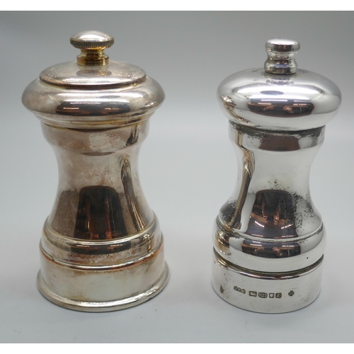 860 - A silver pepper grinder and an electro plate grinder