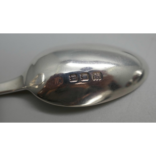 862 - Two Victorian Scottish silver mustard spoons and four other silver spoons, 101g