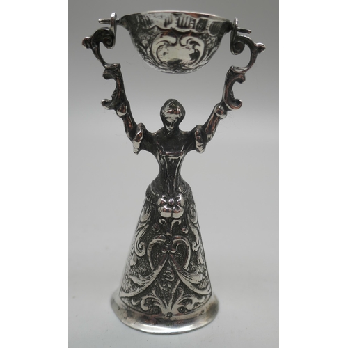 867 - A German 800 silver wager cup, 77mm