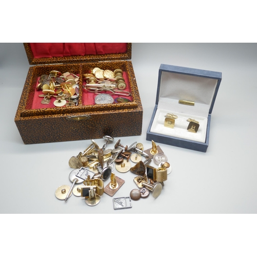 873 - Cufflinks including Masonic, tie-pins, etc.