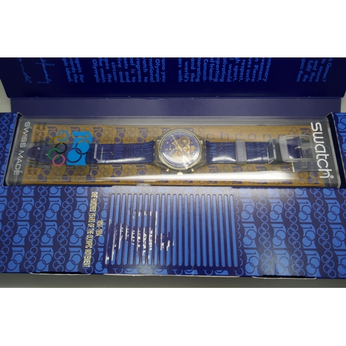 890B - A 1894-1994 100 Years of Olympic History Swatch wristwatch with original box