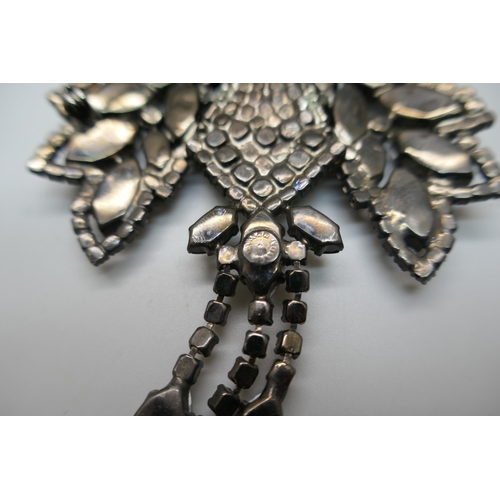 892 - A large vintage Butler & Wilson rhinestone and crystal owl brooch in brown tones, a vintage Butler &... 