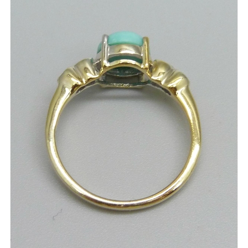 931 - A silver gilt, turquoise and zircon ring, S