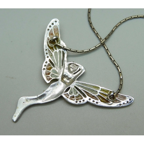 950A - A silver plique-a-jour Art Nouveau style necklace