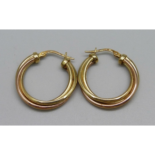 960 - A pair of 9ct gold hoop earrings, 2.9g