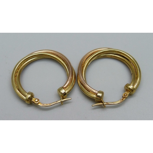 960 - A pair of 9ct gold hoop earrings, 2.9g