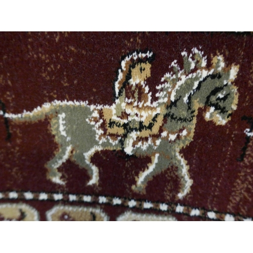 1319 - A fine woven 100% wool pile rug, unique all over design with animal figures 130 x 195cm
