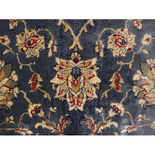 1323 - A duck egg blue ground Cashmere all over floral design rug, 170 x 120cm