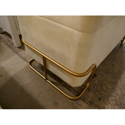 1372 - An upholstered cream storage stool with gold legs