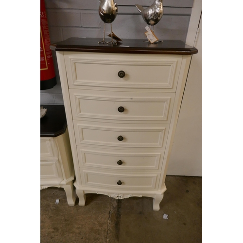 1375 - A five drawer tallboy with contrast top