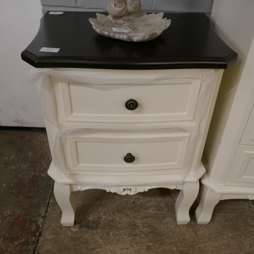 1376 - A white two drawer  bedside chest with contrasting top