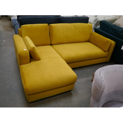 1421 - Turmeric velvet L shaped sofa