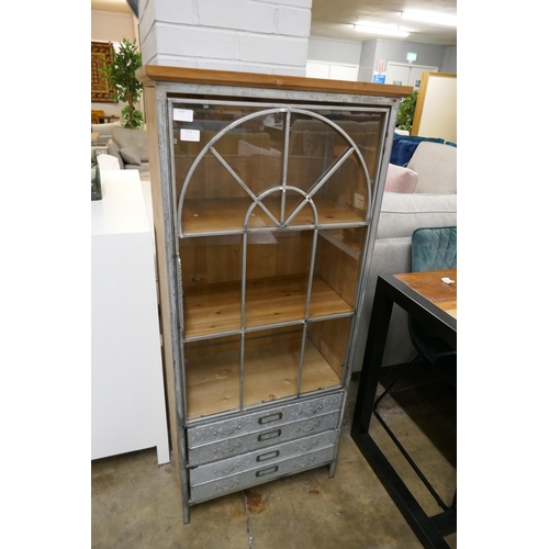 1430 - A wood and metal industrial style cabinet