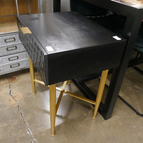 1431 - A black bedside table with gold legs