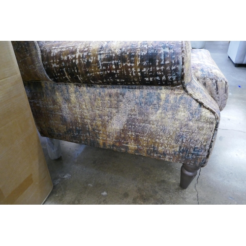 1458 - A gold and blue velvet armchair