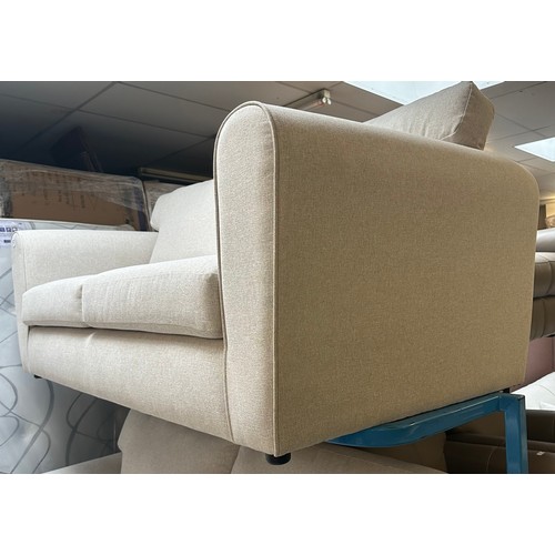 1489 - Oatmeal linen three seater sofa