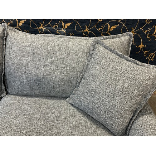 1500 - Charcoal hopsack three seater sofa with scatter cushion covers