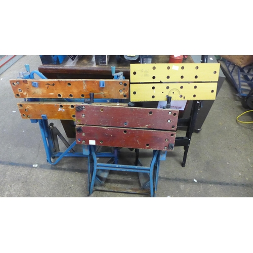 2029 - Three folding work benches including two Black and Decker Workmates
