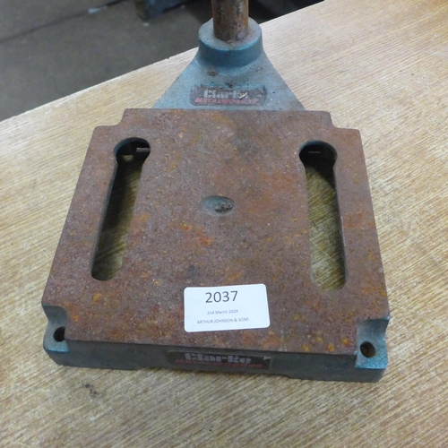 2037 - A Clarke metal worker drill press, a Black & Decker drill press and one other drill press