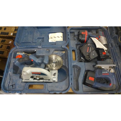 2054 - A Bosch GKS 24v cordless circular saw with spare circular saw blade with case, a Bosch GST 24v cordl... 