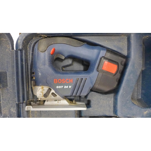 2054 - A Bosch GKS 24v cordless circular saw with spare circular saw blade with case, a Bosch GST 24v cordl... 