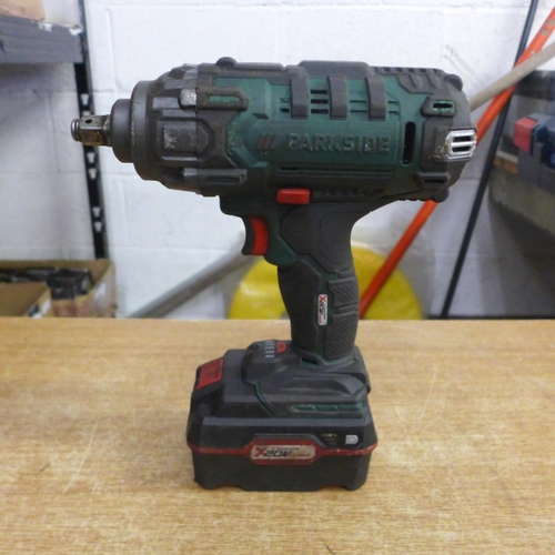 2056 - 3 Parkside power tools - PAB20LID5 20v drill, PASSK20 LiAi 20v impact wrench and a PSSA 20-Li Ai rec... 