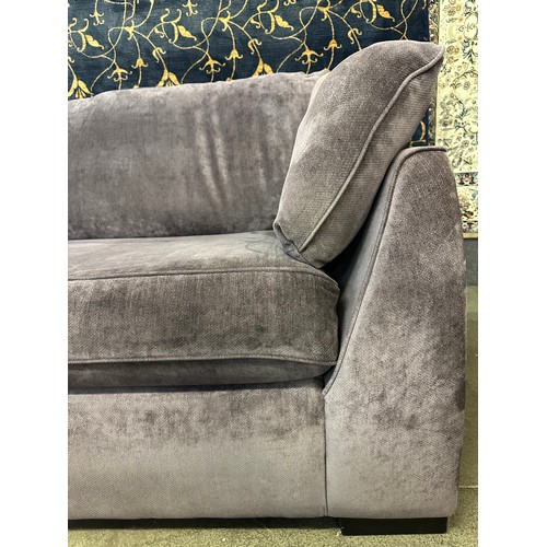 1503 - Pair of aubergine upholstered sofas (3+2) - Damaged