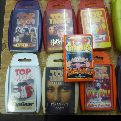 2089 - A box of approx. 40 sets of top trumps playing cards including Doctor Who, The Beano, Lord of the Ri... 