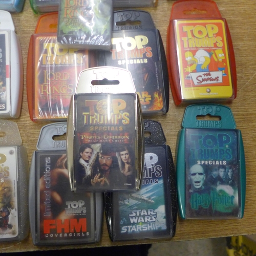 2089 - A box of approx. 40 sets of top trumps playing cards including Doctor Who, The Beano, Lord of the Ri... 