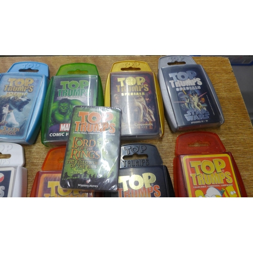 2089 - A box of approx. 40 sets of top trumps playing cards including Doctor Who, The Beano, Lord of the Ri... 