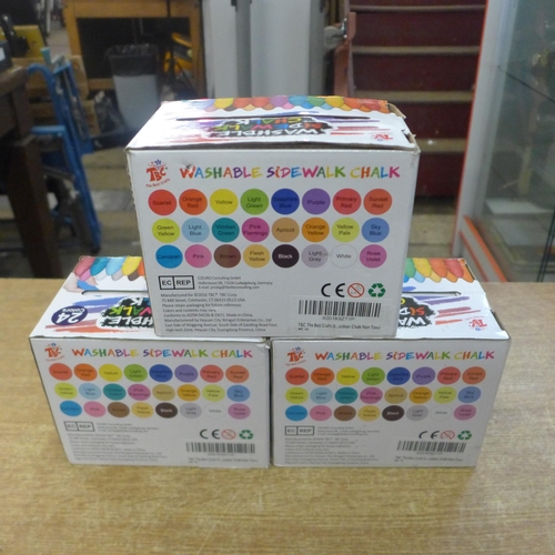 2101 - 3 boxes of 24 coloured pavement chalk