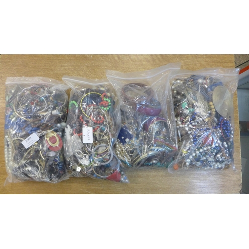 2109 - 4 Bags of assorted costume jewellery