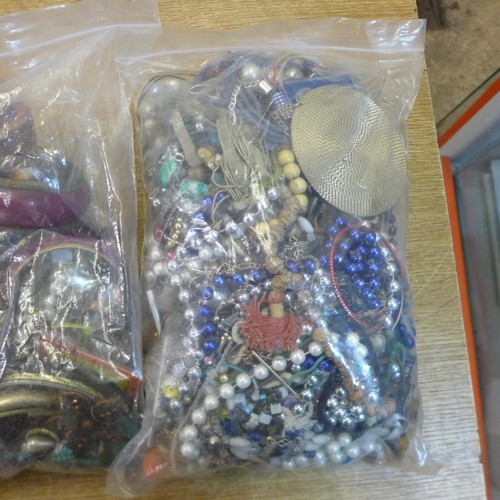 2109 - 4 Bags of assorted costume jewellery