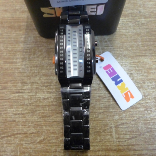 2114 - A Skmei illuminated Binary watch, boxed