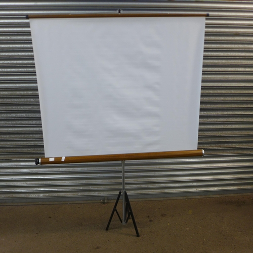 2133 - A vintage projector screen and tripod stand