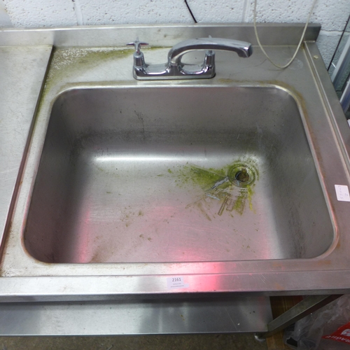 2161 - A large stainless steel catering sink and a chrome mixer tap