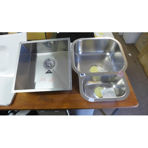 2181 - Two Blanco stainless steel sinks and two ceramic sinks