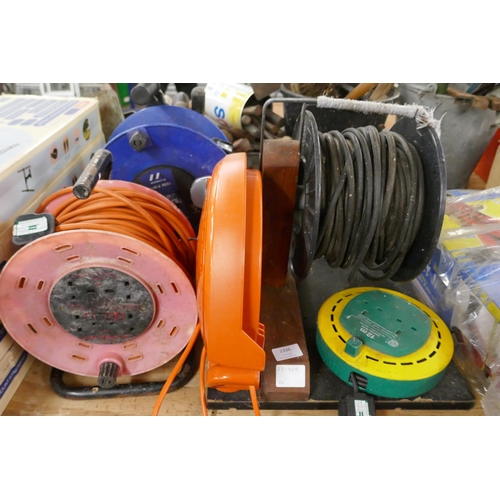 2336 - Five assorted electric extension cable reels. Failed electrical safety test due to damaged cable - s... 