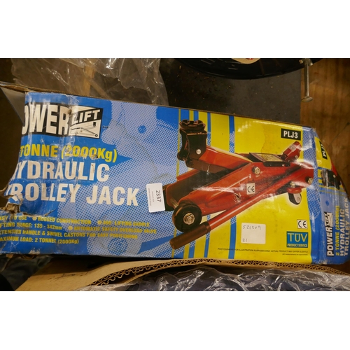 2337 - A power lift 2-tonne hydraulic trolley jack